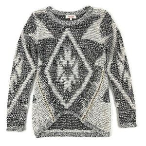Hit List Womens Sweater Black White Gold Small